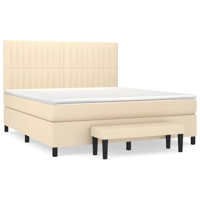Pat continental cu saltea, crem, 180x200 cm, textil
