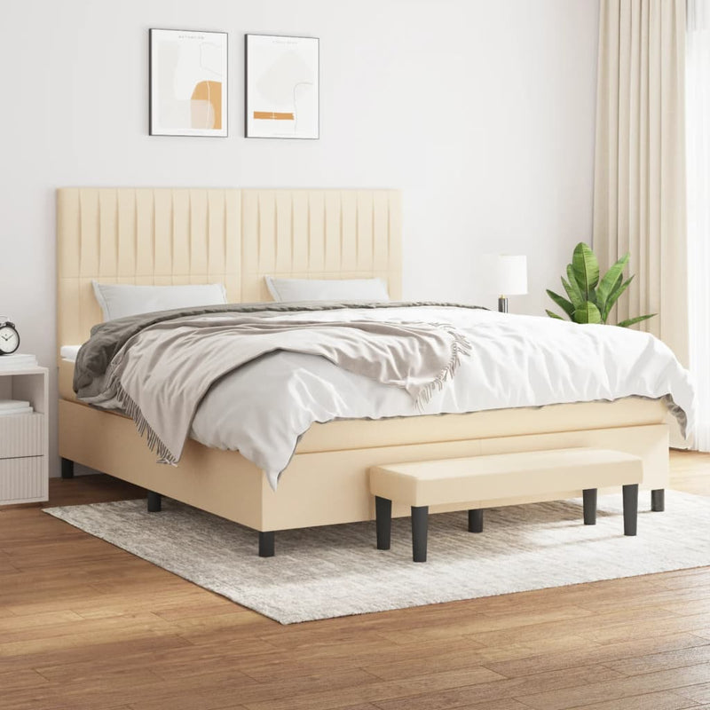 Pat continental cu saltea, crem, 180x200 cm, textil