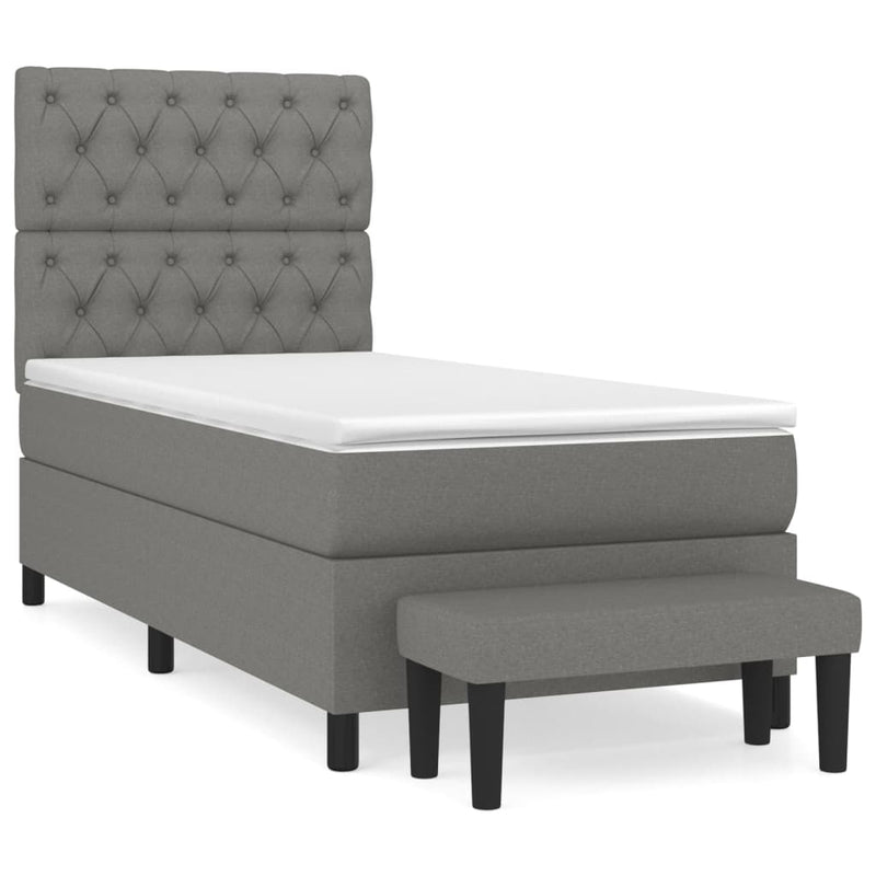 Pat box spring cu saltea, gri închis, 80x200 cm, textil