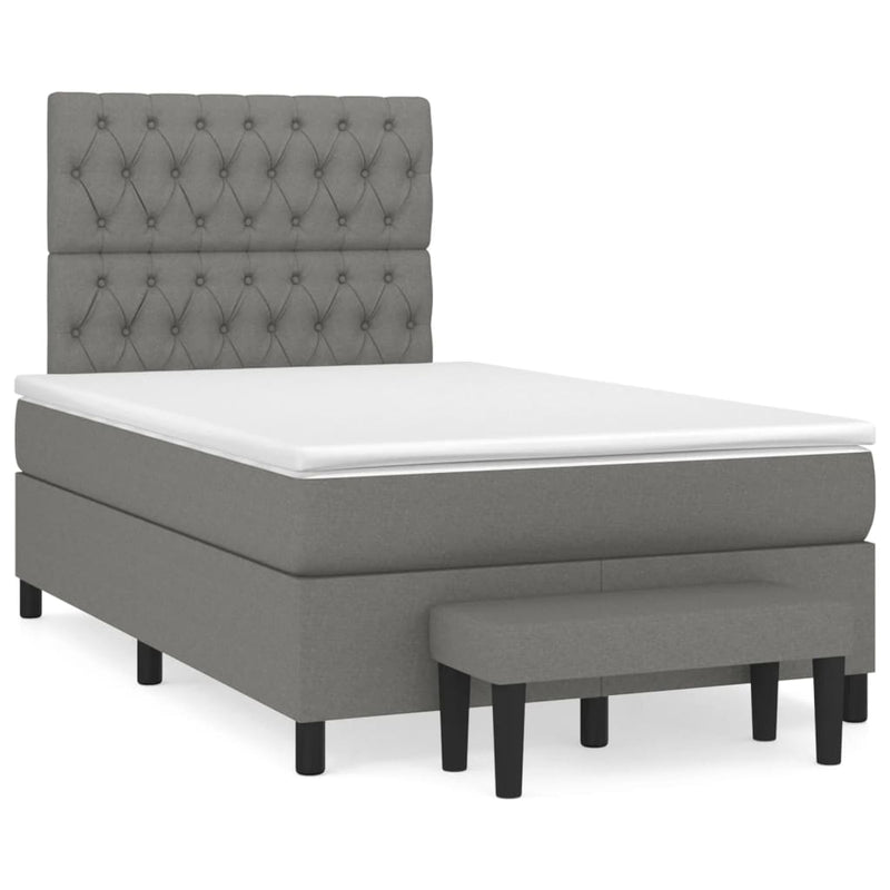 Pat box spring cu saltea, gri închis, 120x200 cm, textil