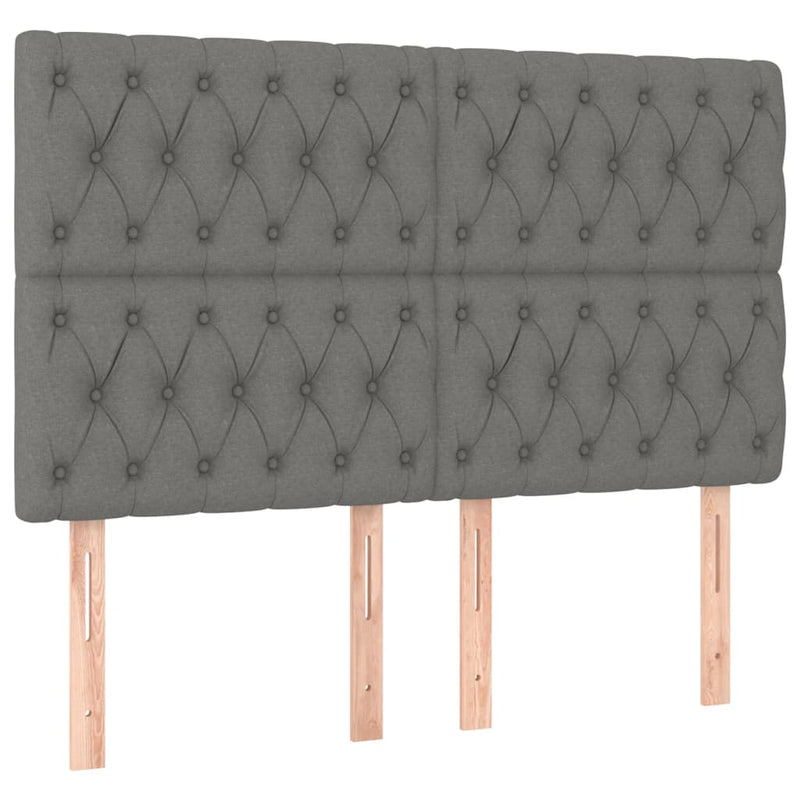 Pat box spring cu saltea, gri închis, 140x190 cm, textil