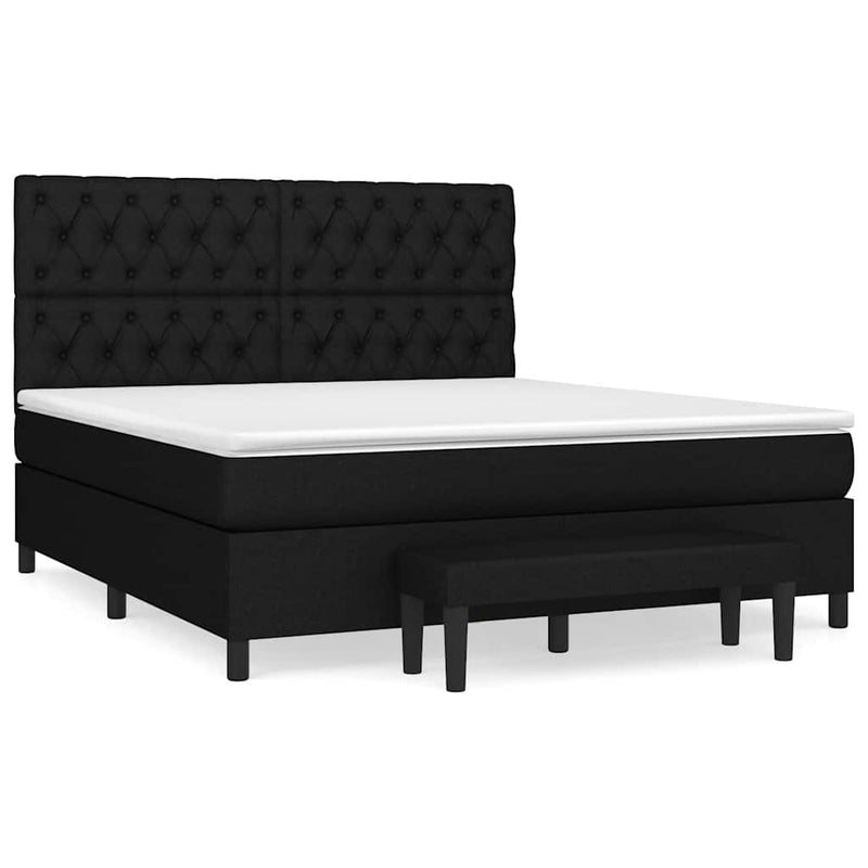 Pat box spring cu saltea, negru, 160x200 cm, textil