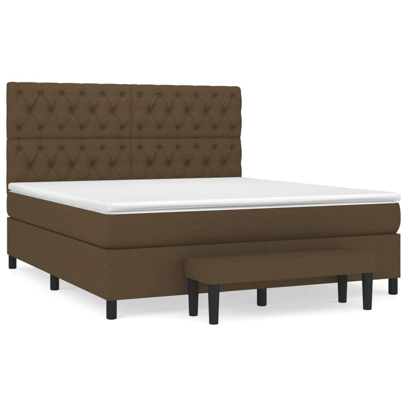 Pat box spring cu saltea, maro închis, 160x200 cm, textil
