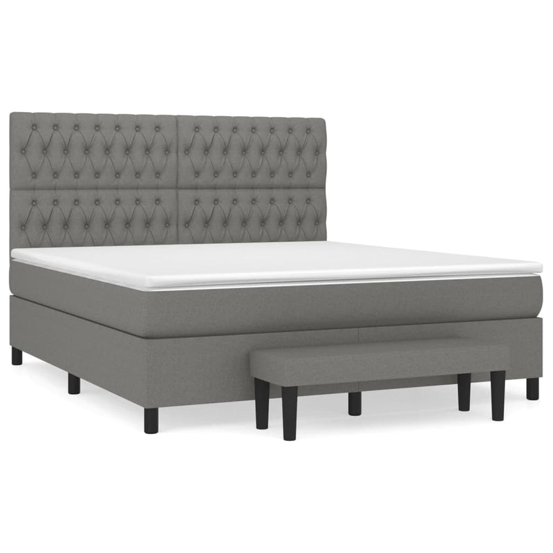 Pat box spring cu saltea, gri închis, 180x200 cm, textil