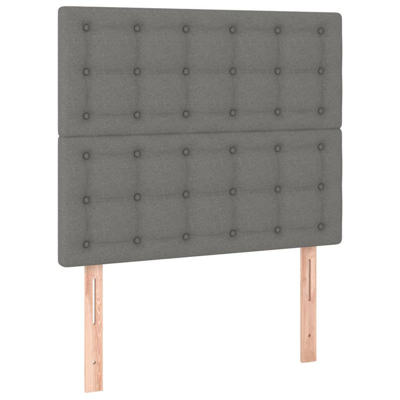 Pat box spring cu saltea, gri închis, 120x200 cm, textil