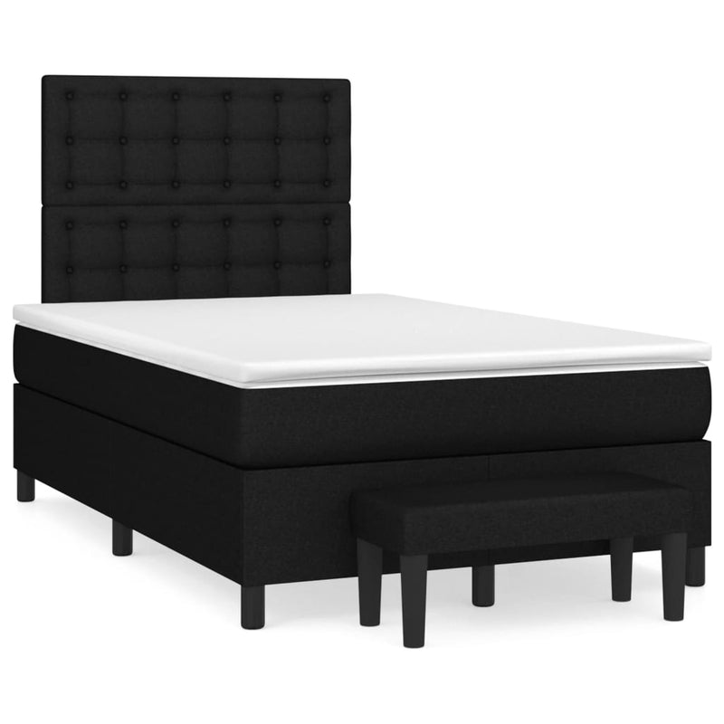 Pat box spring cu saltea, negru, 120x200 cm, textil