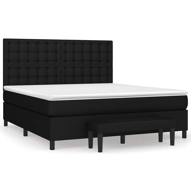 Pat box spring cu saltea, negru, 180x200 cm, catifea