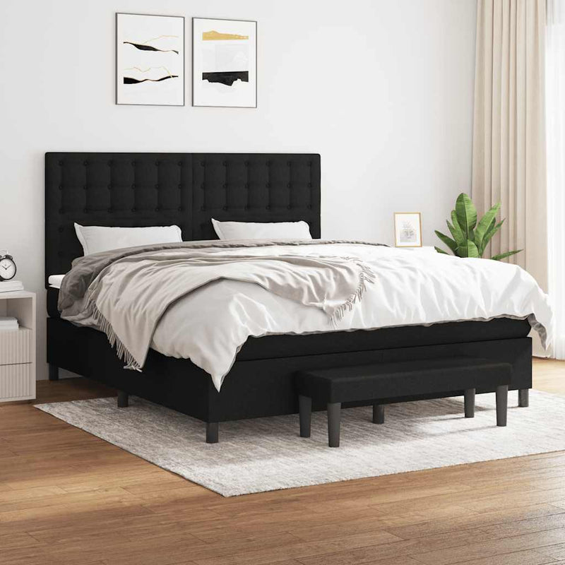 Pat box spring cu saltea, negru, 180x200 cm, catifea