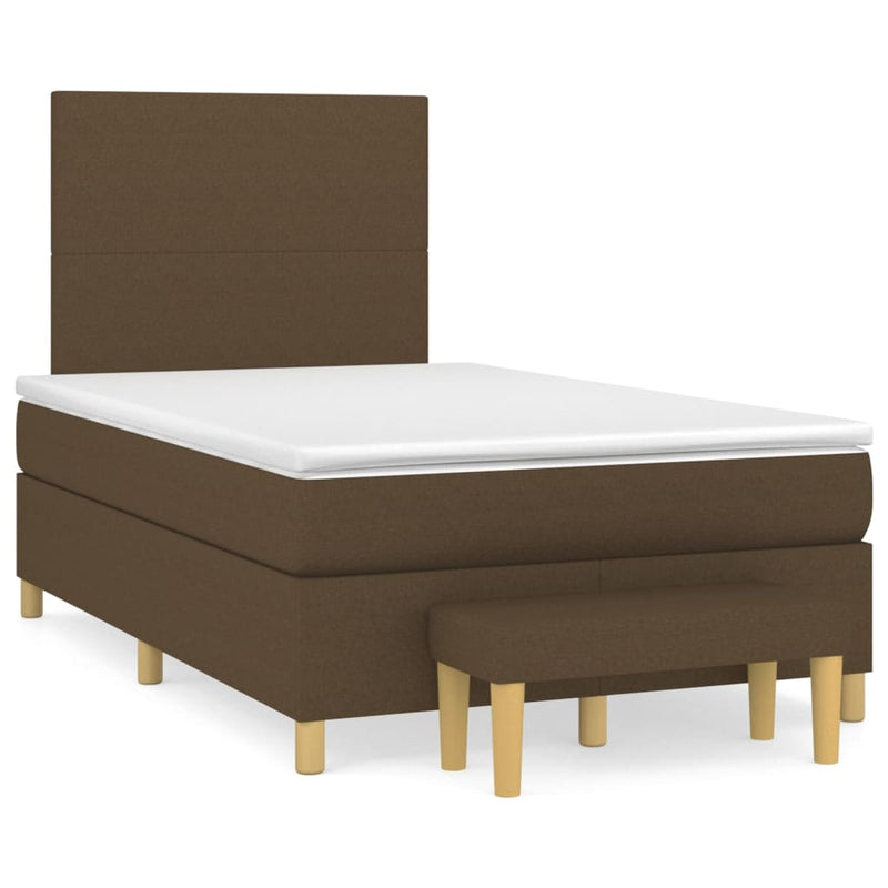 Pat box spring cu saltea, maro închis, 120x200 cm, textil