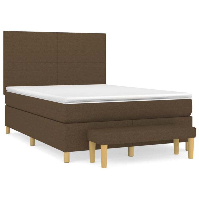 Pat box spring cu saltea, maro închis, 140x200 cm, textil