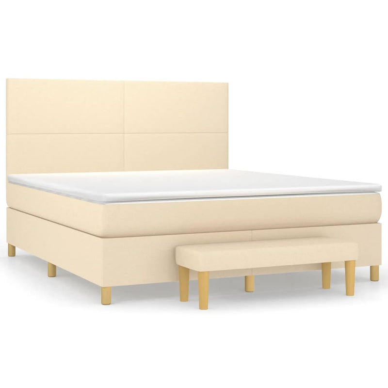 Pat continental cu saltea, crem, 180x200 cm, textil