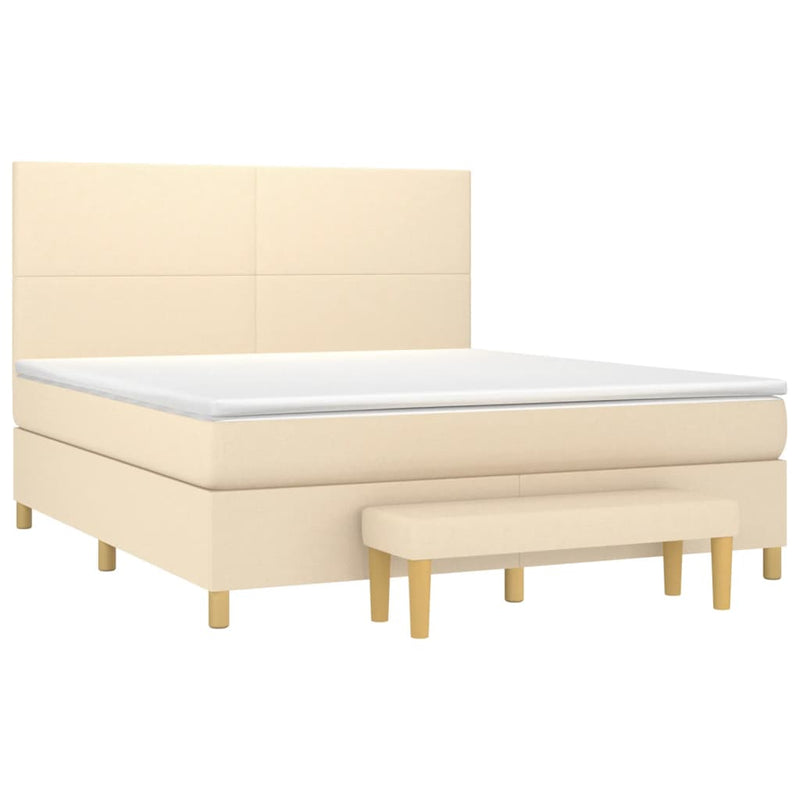 Pat continental cu saltea, crem, 180x200 cm, textil