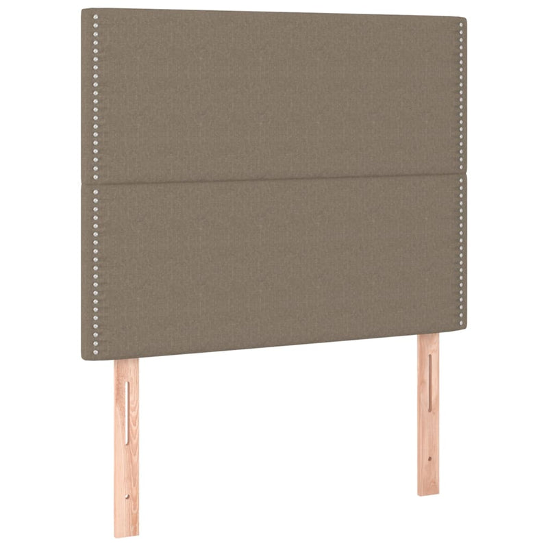 Pat box spring cu saltea, gri taupe, 90x190 cm, textil