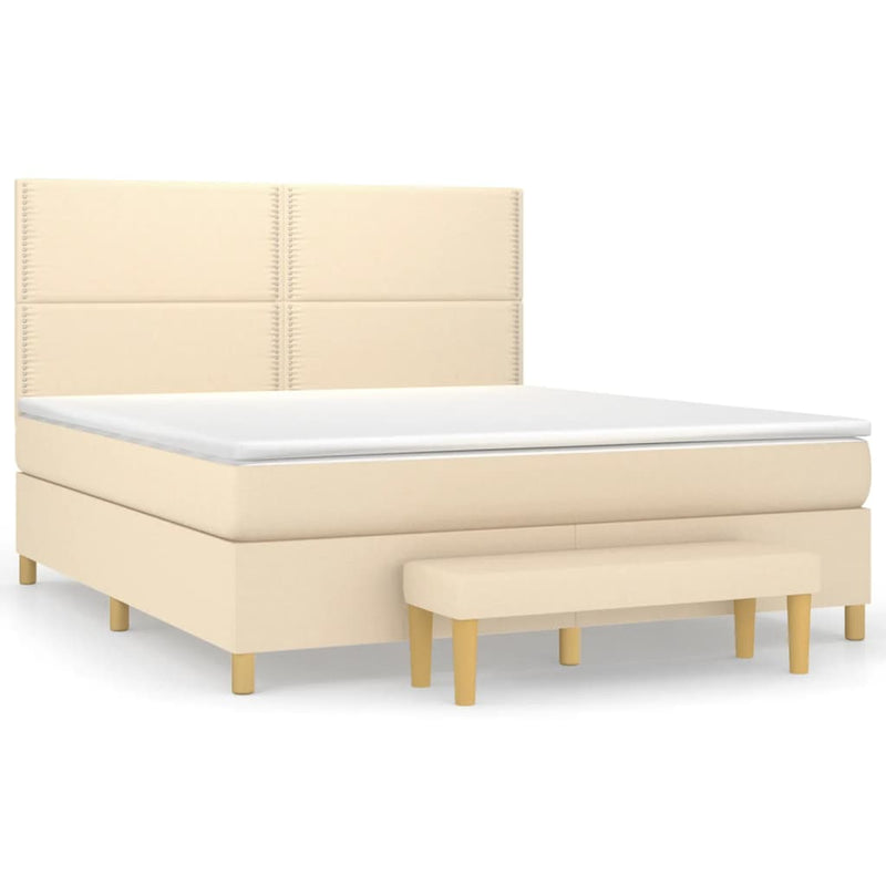 Pat continental cu saltea, crem, 180x200 cm, textil