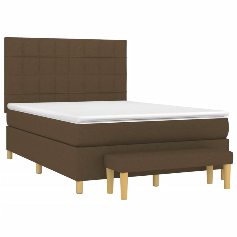 Pat box spring cu saltea, maro închis, 140x200 cm, textil
