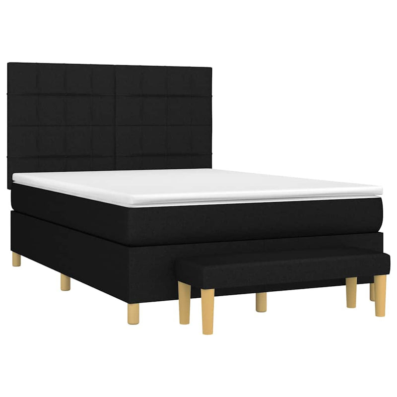 Pat box spring cu saltea, negru, 140x200 cm, textil