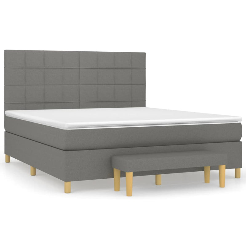 Pat box spring cu saltea, gri închis, 180x200 cm, textil