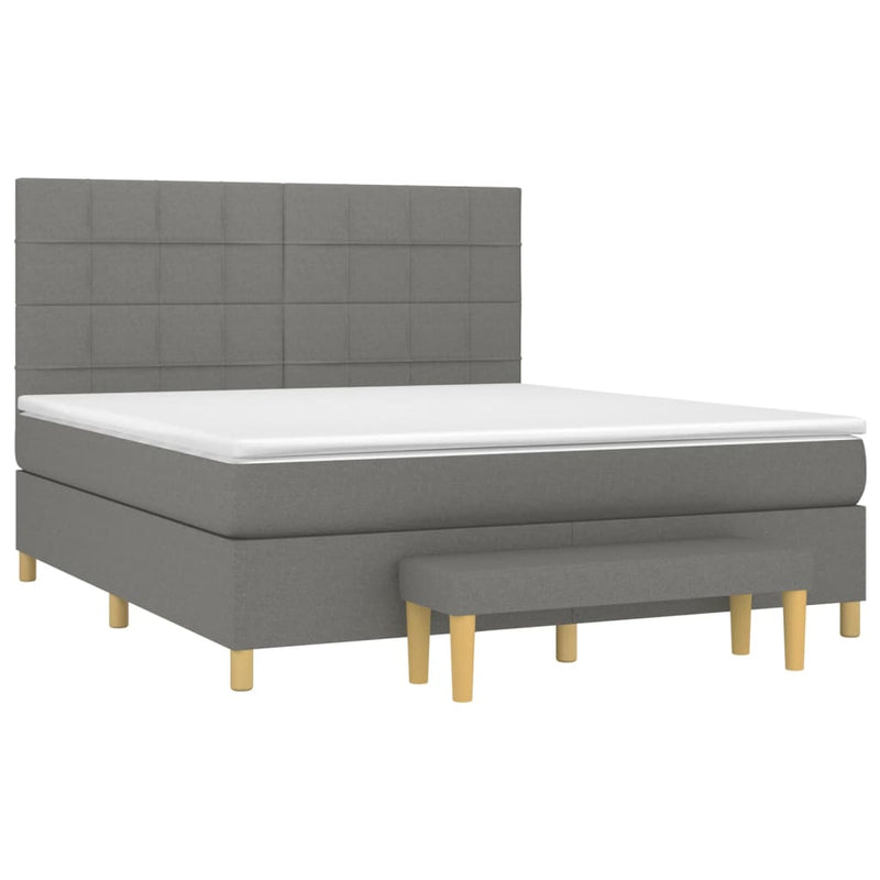 Pat box spring cu saltea, gri închis, 180x200 cm, textil