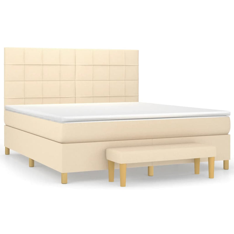 Pat continental cu saltea, crem, 180x200 cm, textil