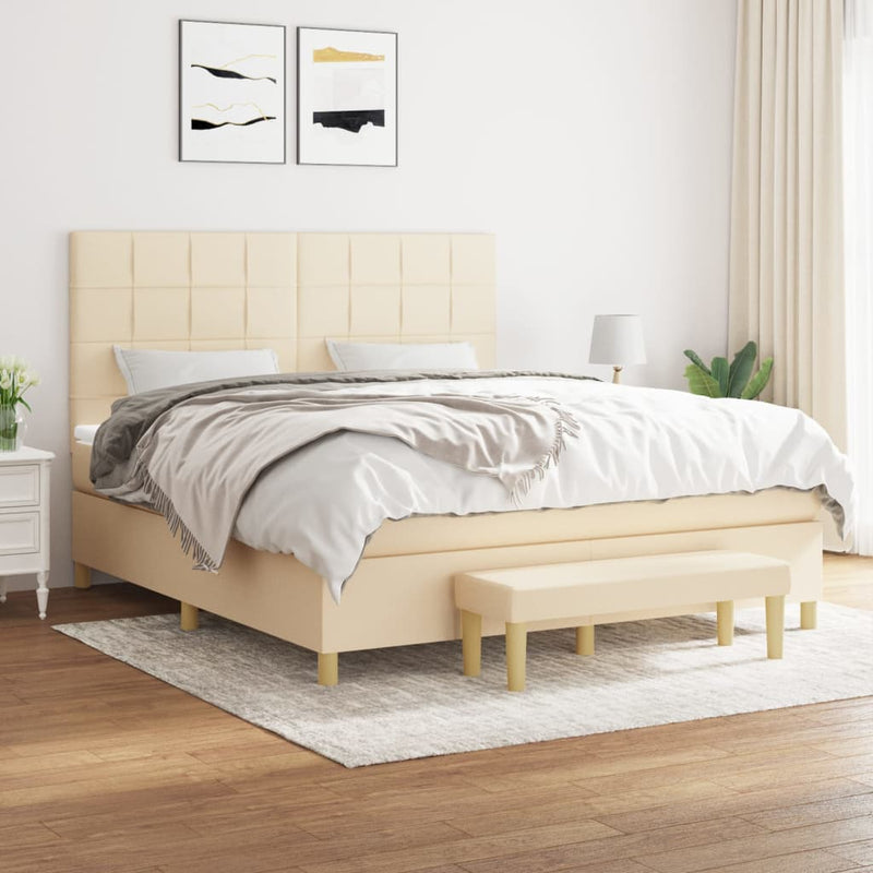 Pat continental cu saltea, crem, 180x200 cm, textil