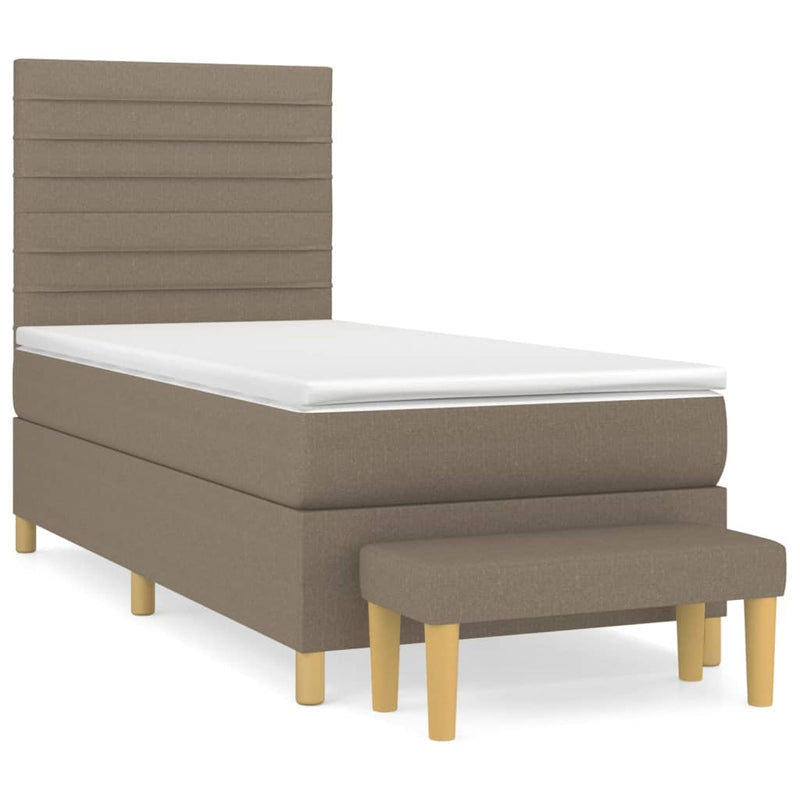 Pat box spring cu saltea, gri taupe, 80x200 cm, textil