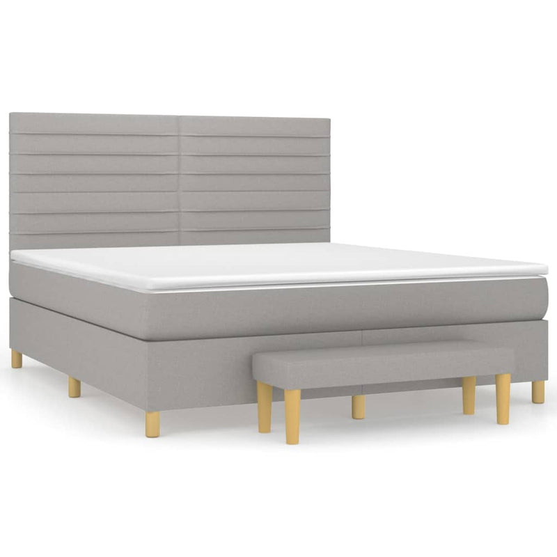 Pat continental cu saltea, gri deschis, 160x200 cm, textil