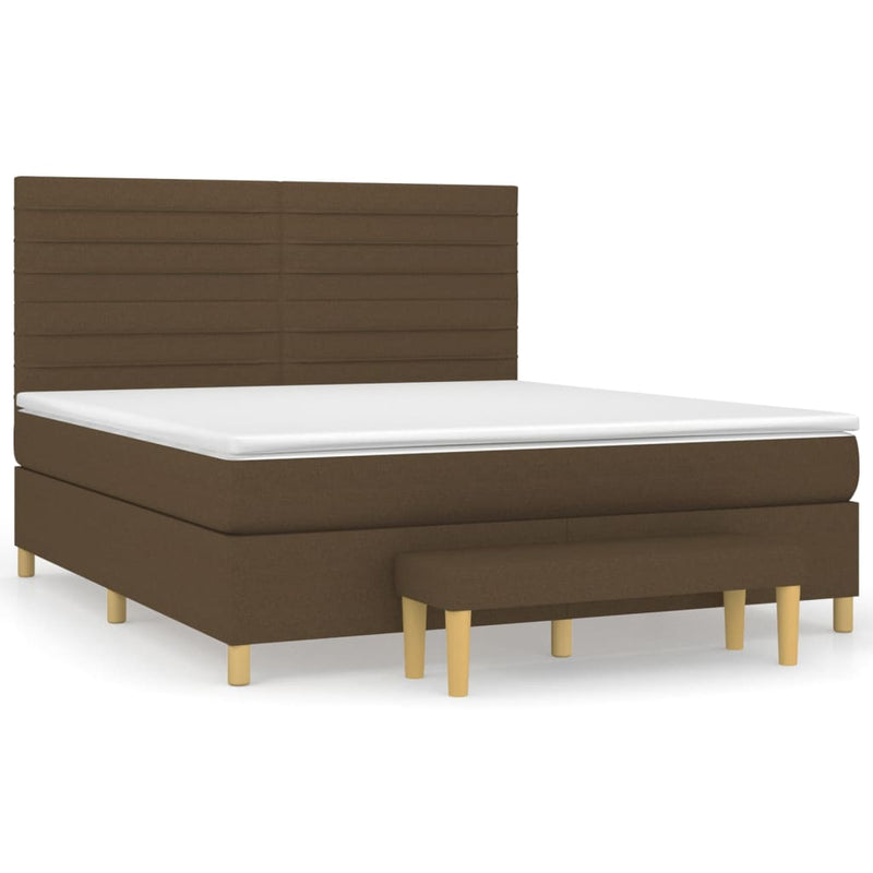 Pat box spring cu saltea, maro închis, 160x200 cm, textil