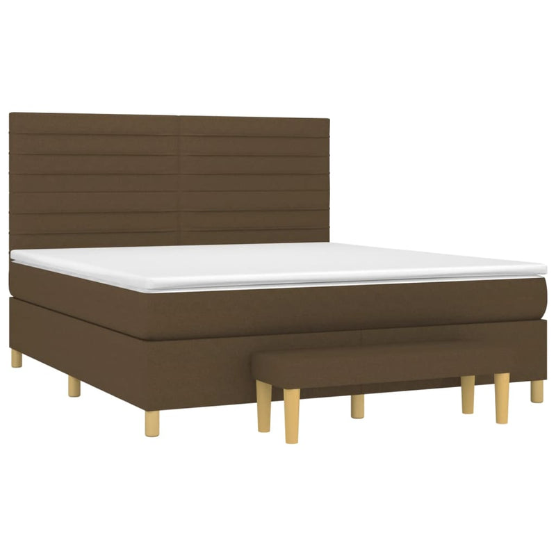 Pat box spring cu saltea, maro închis, 160x200 cm, textil