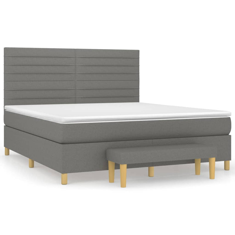 Pat box spring cu saltea, gri închis, 180x200 cm, textil