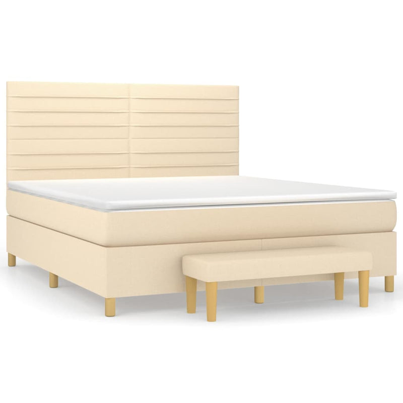 Pat continental cu saltea, crem, 180x200 cm, textil