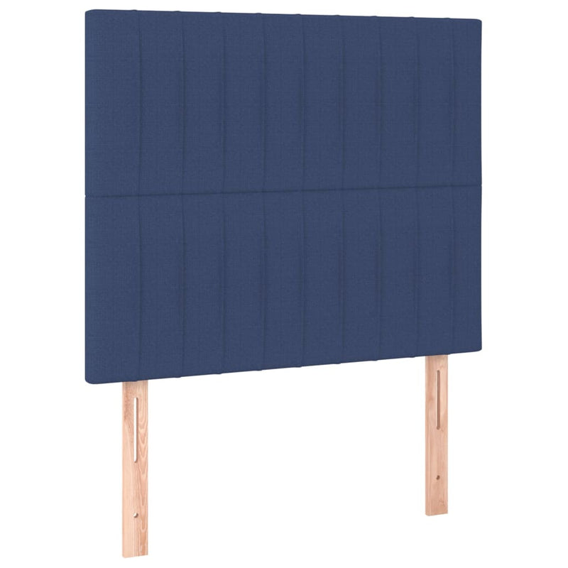 Pat box spring cu saltea, albastru, 90x190 cm, textil