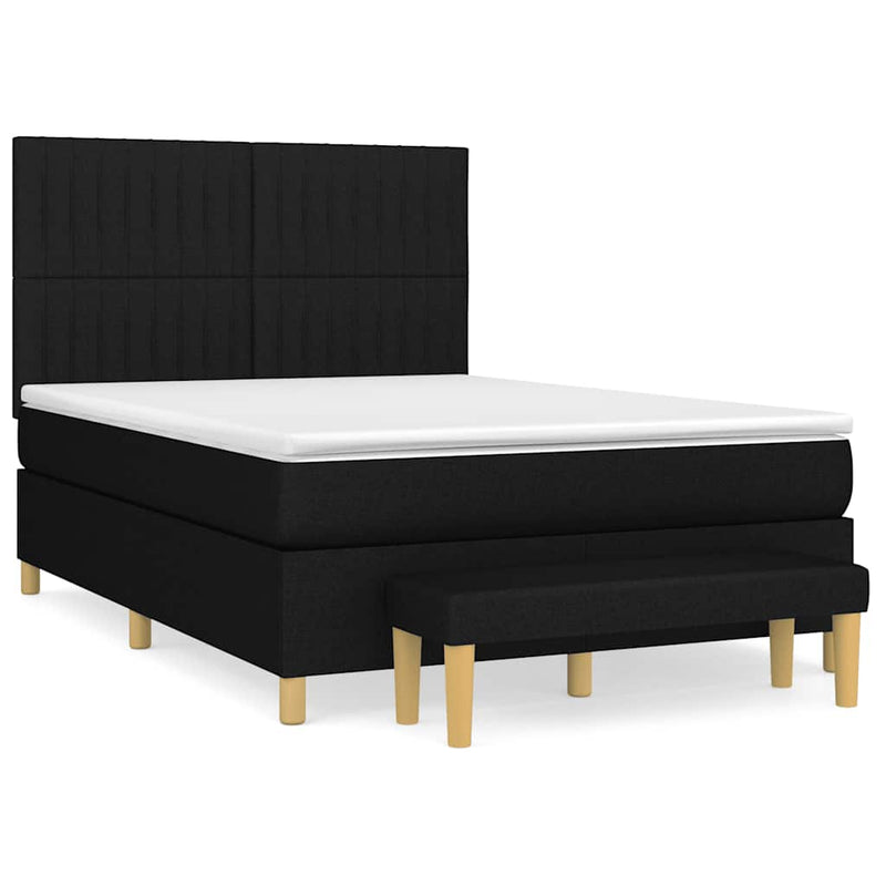 Pat box spring cu saltea, negru, 140x200 cm, textil