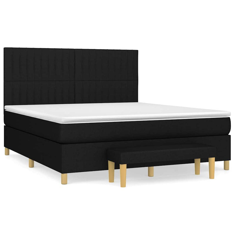Pat box spring cu saltea, negru, 180x200 cm, catifea