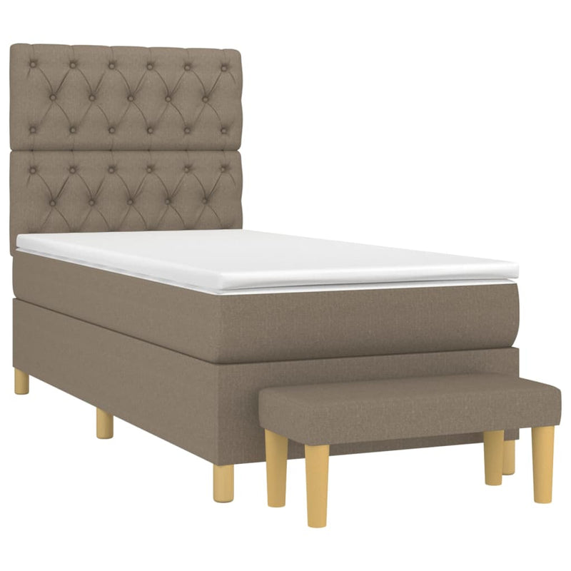 Pat box spring cu saltea, gri taupe, 80x200 cm, textil