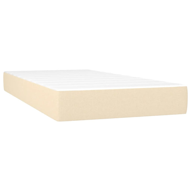 Pat box spring cu saltea, crem, 90x200 cm, textil