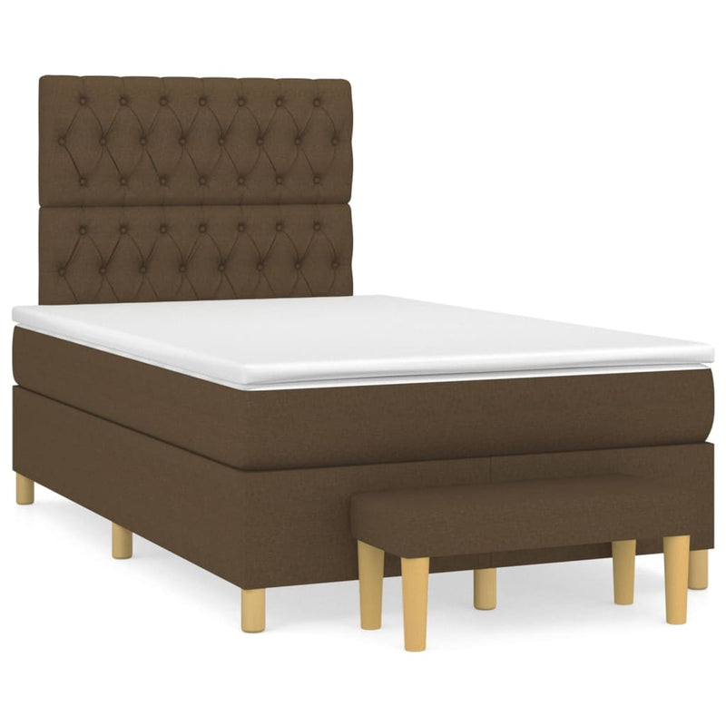 Pat box spring cu saltea, maro închis, 120x200 cm, textil