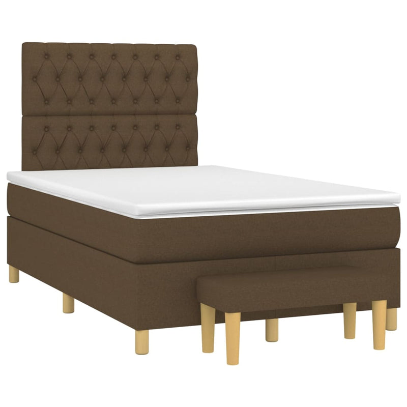Pat box spring cu saltea, maro închis, 120x200 cm, textil