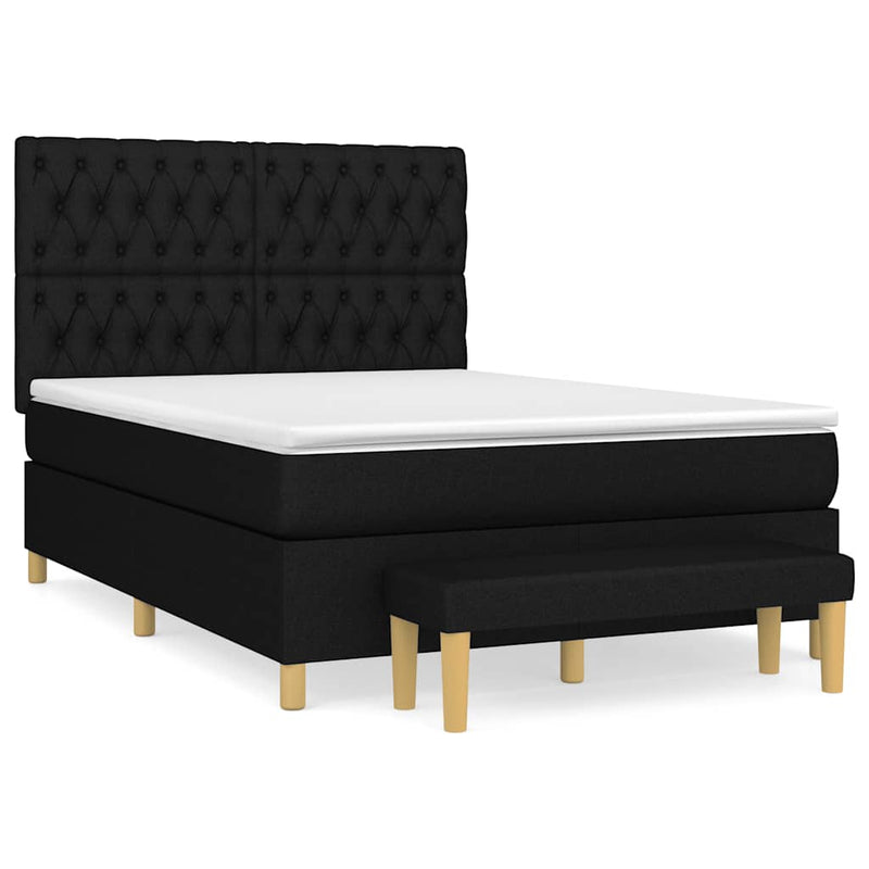 Pat box spring cu saltea, negru, 140x200 cm, textil