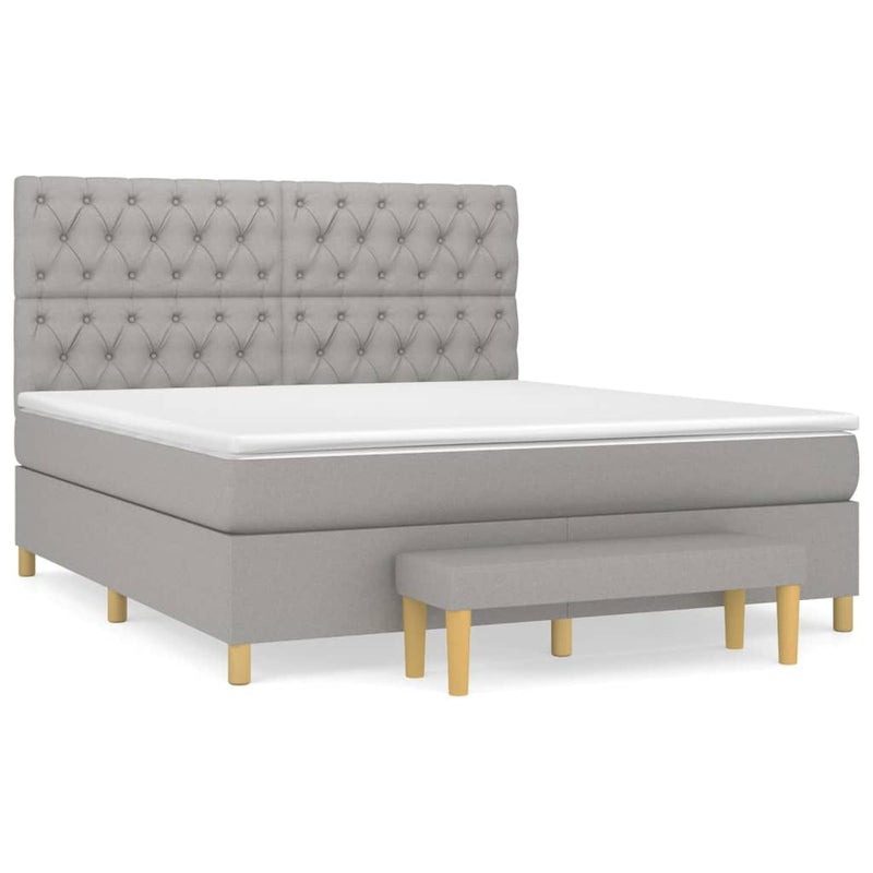 Pat continental cu saltea, gri deschis, 160x200 cm, textil