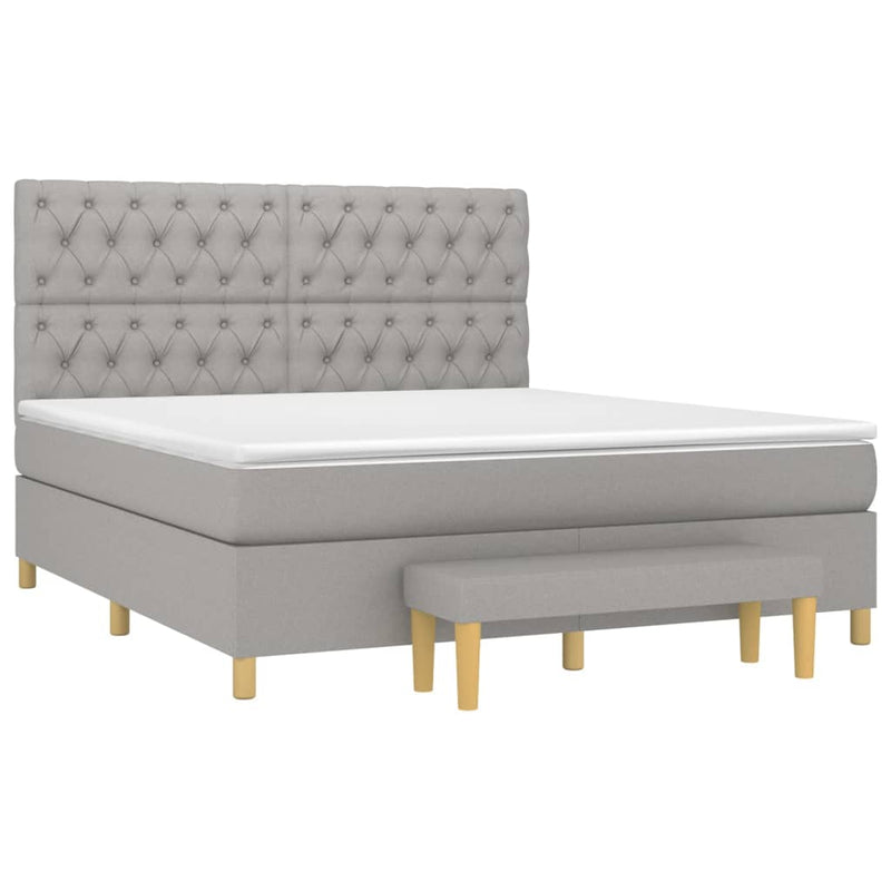 Pat continental cu saltea, gri deschis, 160x200 cm, textil