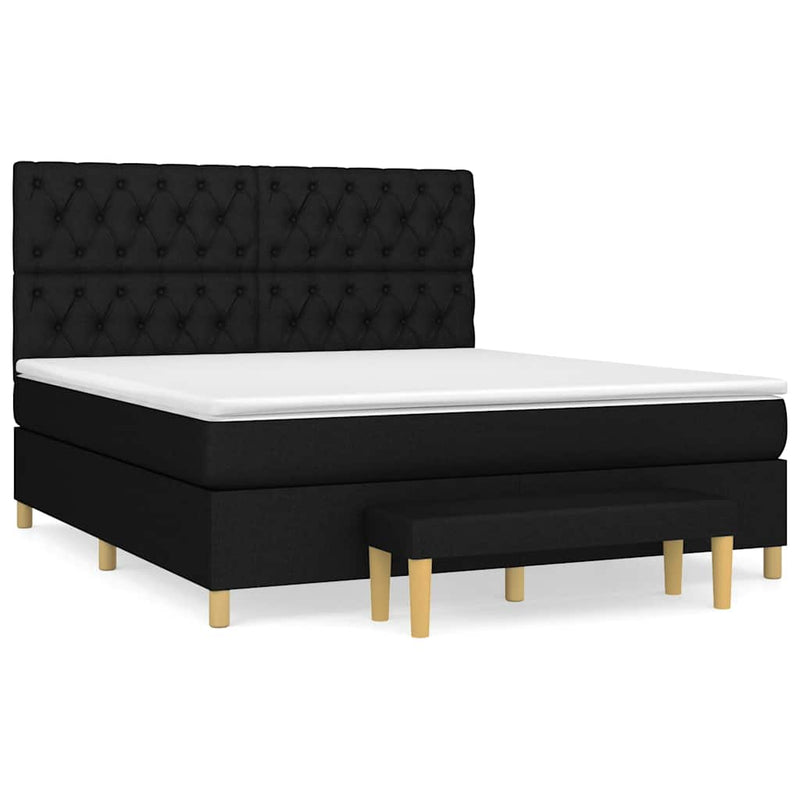Pat box spring cu saltea, negru, 160x200 cm, textil
