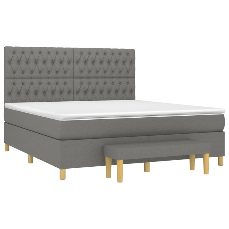 Pat box spring cu saltea, gri închis, 180x200 cm, textil