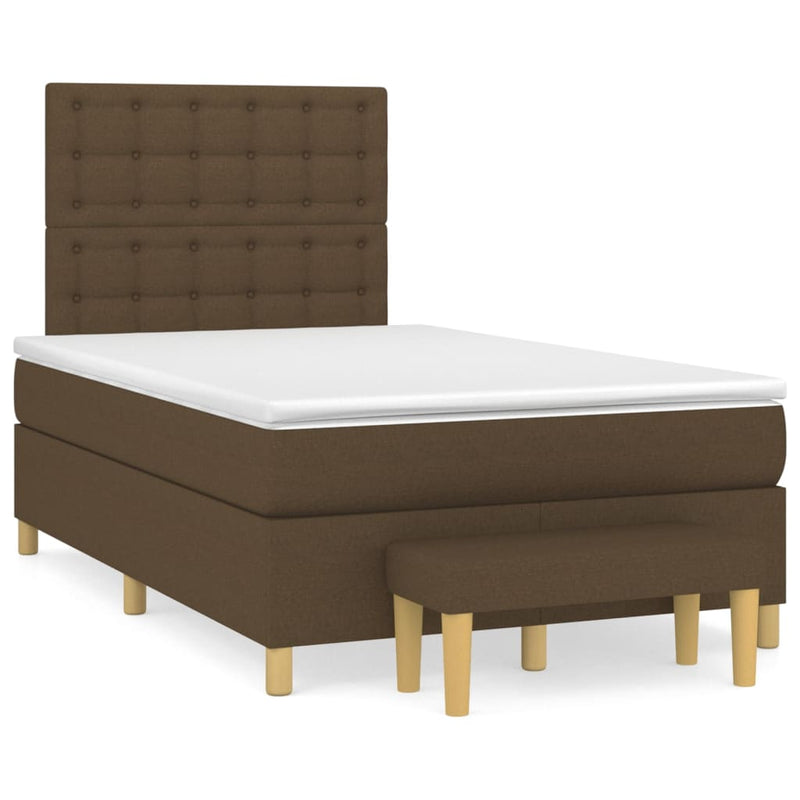 Pat box spring cu saltea, maro închis, 120x200 cm, textil