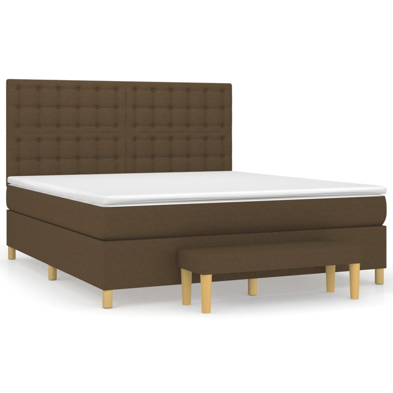 Pat box spring cu saltea, maro închis, 160x200 cm, textil