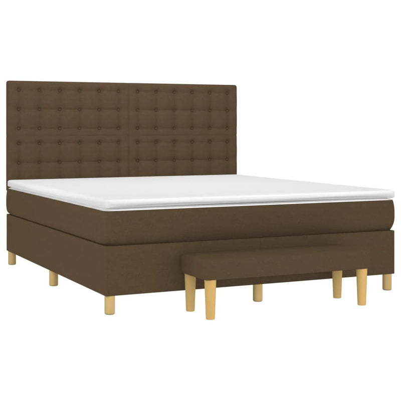 Pat box spring cu saltea, maro închis, 160x200 cm, textil