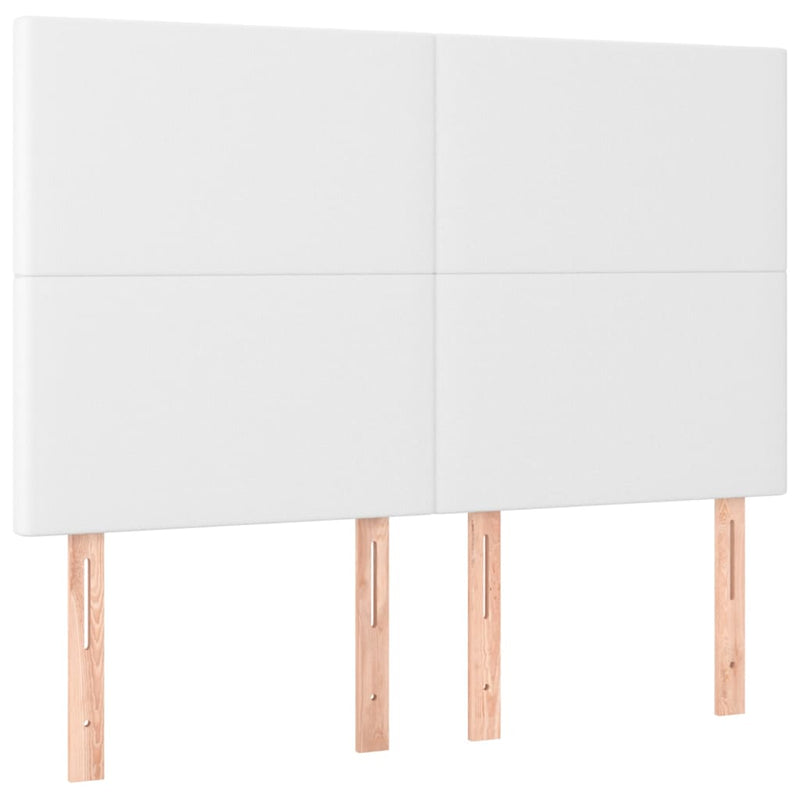 Pat box spring cu saltea, alb, 140x190 cm, piele ecologică