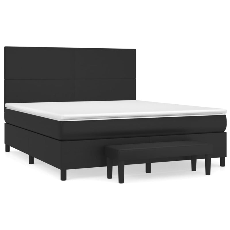 Pat box spring cu saltea, negru, 180x200 cm, piele ecologică
