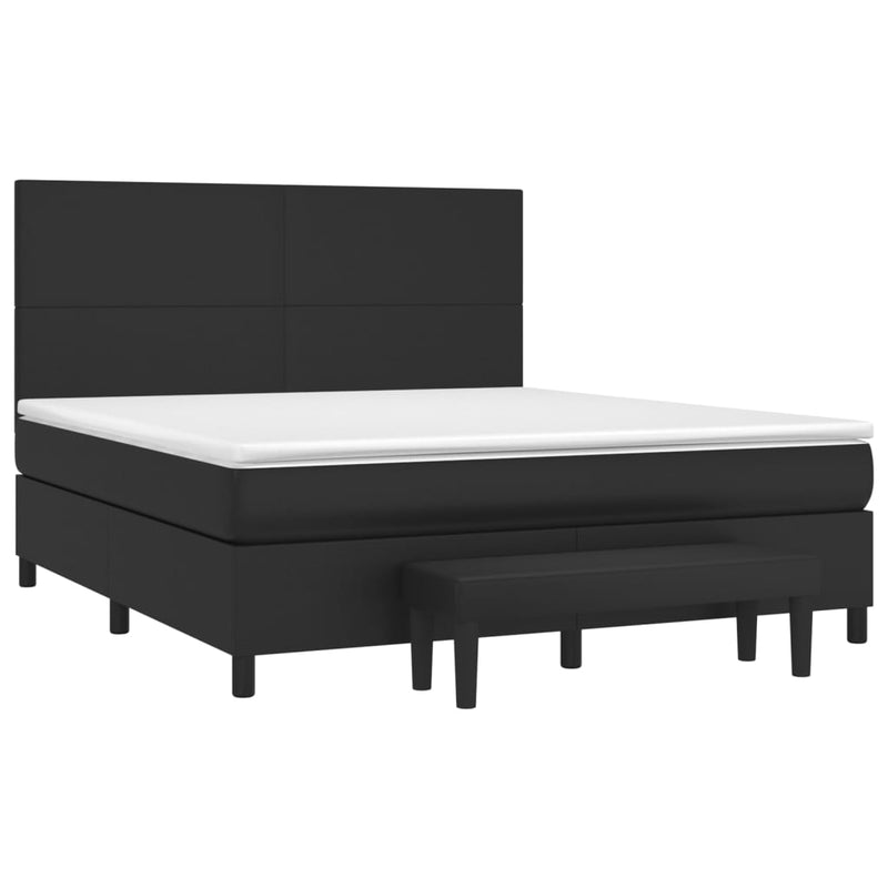 Pat box spring cu saltea, negru, 180x200 cm, piele ecologică