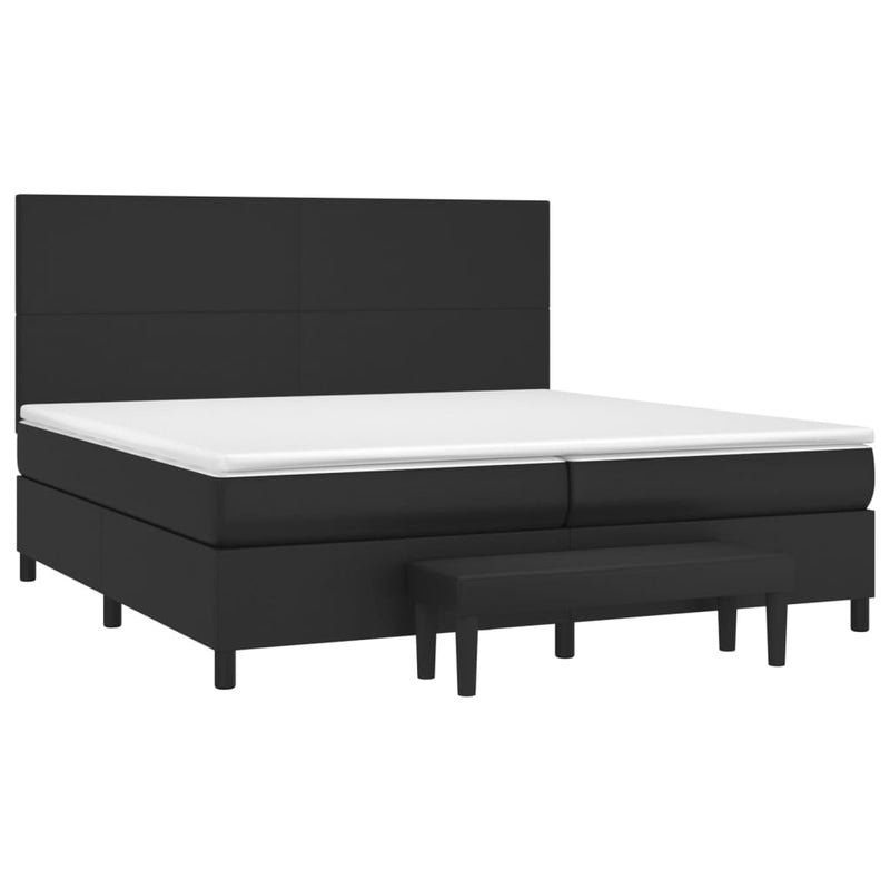 Pat box spring cu saltea, negru, 200x200 cm, piele ecologică
