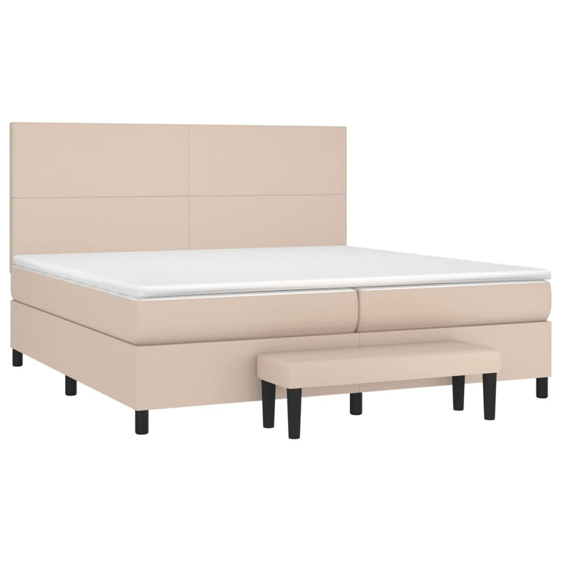 Pat continental cu saltea, cappuccino, 200x200 cm, piele eco